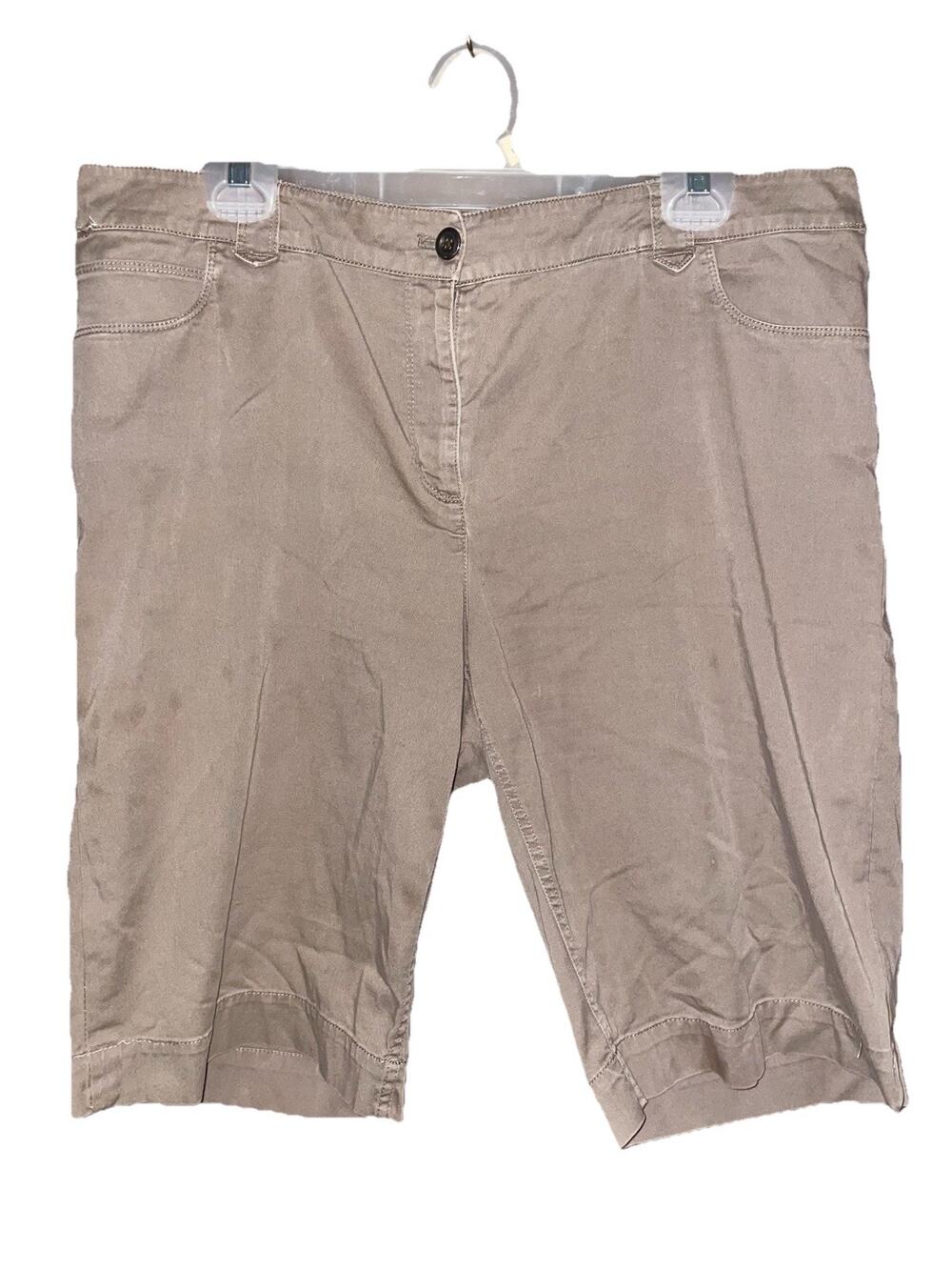 Women’s Chico’s Brown Khaki Bermuda Style Shorts Sz 3 Short (XL 16) Stretch